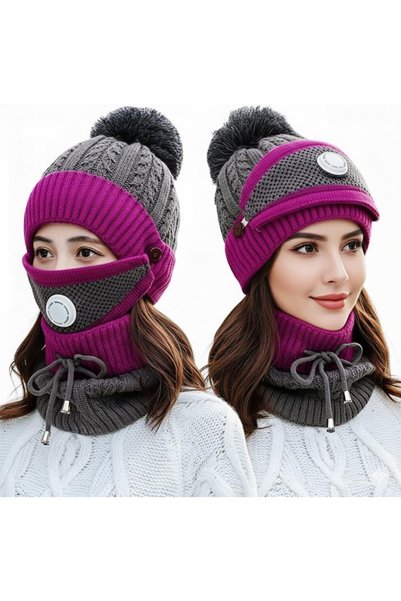Generic Winter Beanie Hat for Women, Winter Scarf Mask Set, Warm Soft Slouchy...