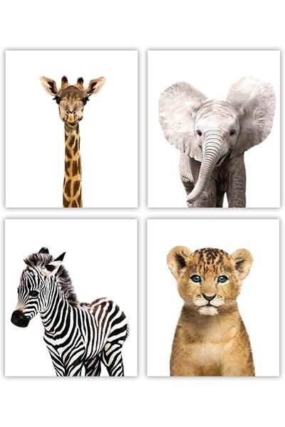Generic Maria Designs by Posters Safari Baby Animals Nursery Decor Art - Set ...
