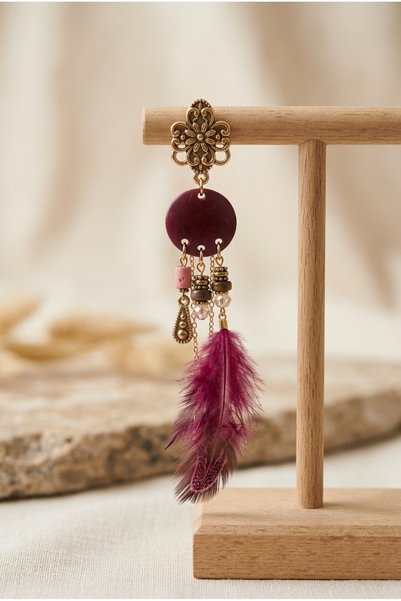 ZGNOVA Handmade Earring with Feather Detail