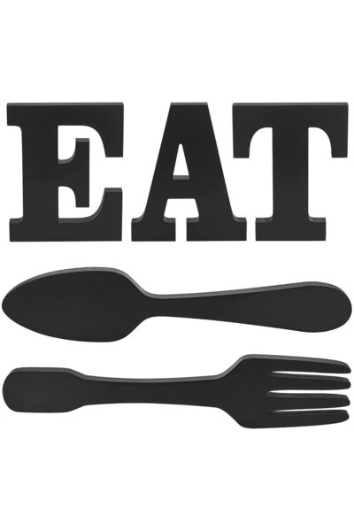 Noonedibs Semn de perete cu litere EAT + furculiță și lingură, litere mari di...
