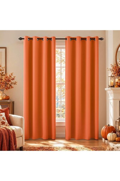 Generic Orange Fall Curtains for Living Room,Halloween Curtain 84 Inch Length...