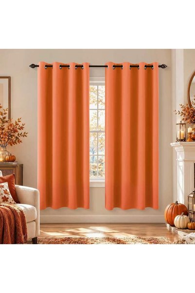 Generic Orange Blackout Curtains 63 Inches Length, Colorful Modern Curtains w...