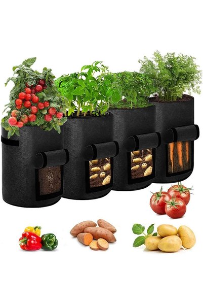 Generic أكياس زراعة البطاطس، 4 قطع، أكياس زراعة نباتات سعة 10 جالون، أكياس زر...