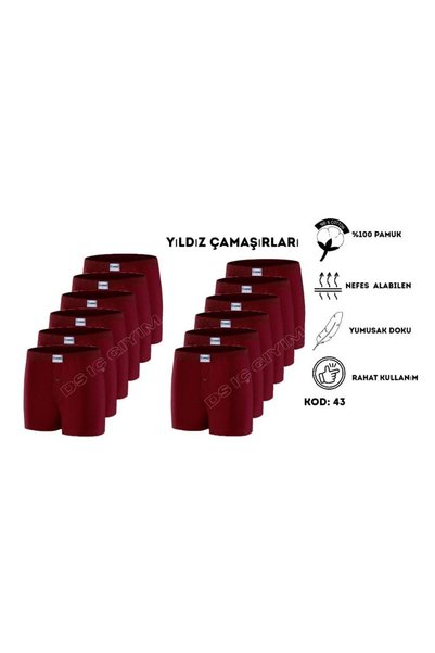 Yıldız Çamaşır 43 MEN'S SOLID-COLOR BOXER SHORTS, PACK OF 12