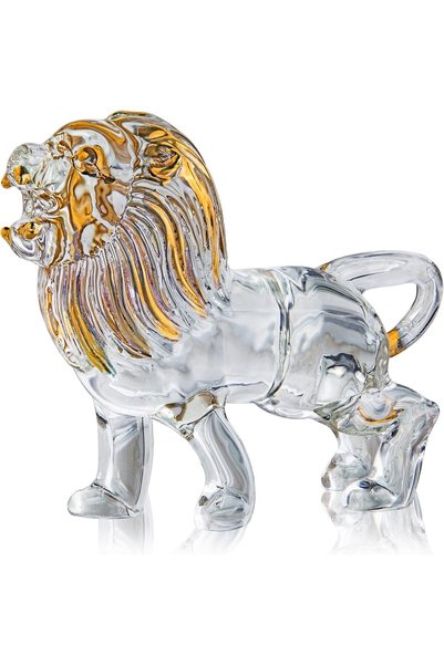Generic Crystal Lion Figurine Collectible Blown Painted Glass Art Wildlife An...