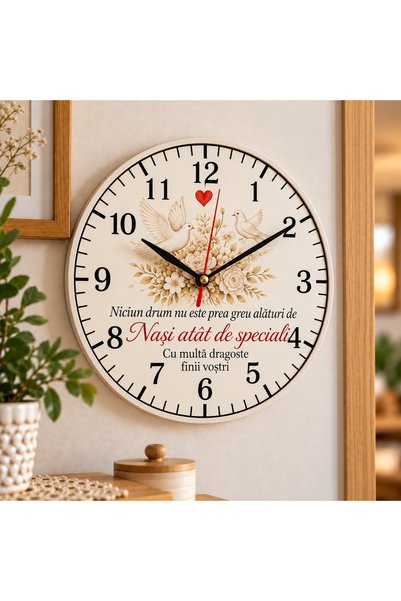 AlyPrint Ceas de perete decorativ pentru nași – cadou din partea finilor