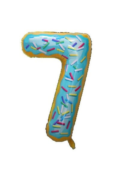 DAMUR Innovation Metallic Foil Balloon, Number Figure, Donut Print, Anniversa...