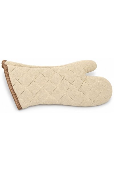 OEM Mănușă de bucătărie lungă, matlasată, aproximativ 36 × 13 cm, crem cu bor...