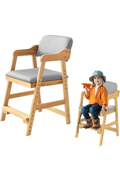 Generic Wooden High Chair for Toddlers, Adjustable Toddler High Chair with Hi...