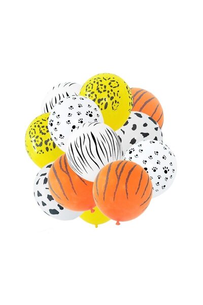 DAMUR Set of 10 Latex Balloons, Innovation, Party Animal Print Model, 3x Oran...