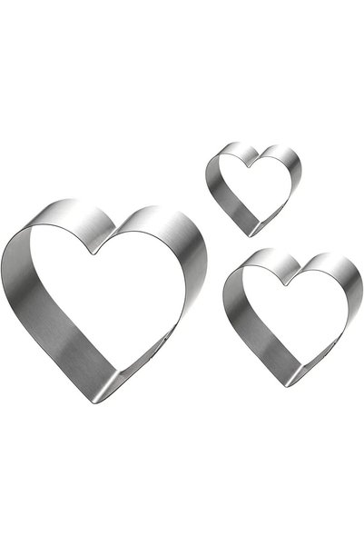 Generic Stainless Steel Heart Cake Ring Mold Set (4/6/8 Inch, H 2 Inch, 3 Pie...