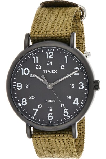 Generic Weekender 43mm Black Dial and Olive Green Strap Quartz Watch TW2U68200