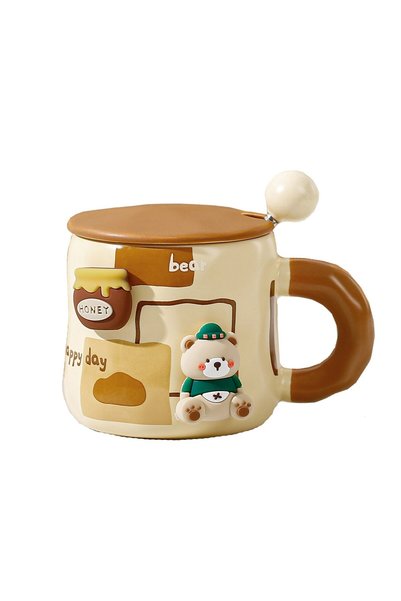 DAMUR Cană ceramică, Inovație, Model urs pentru băieți, Cană universală, Cană...
