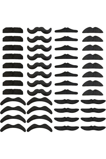 Generic 48Pcs Self-Adhesive Hairy Mustache Set, Realistic Novelty Faux Facial...