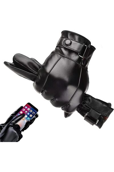 Generic Winter Leather Gloves for Men,Warm Touch Screen Gloves Soft Plus Velv...