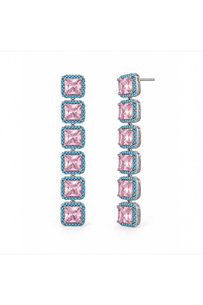 neslyaccessories تصميم خاص من نسلي - أقراط لامعة مرصعة بأحجار الزركون المربعة...