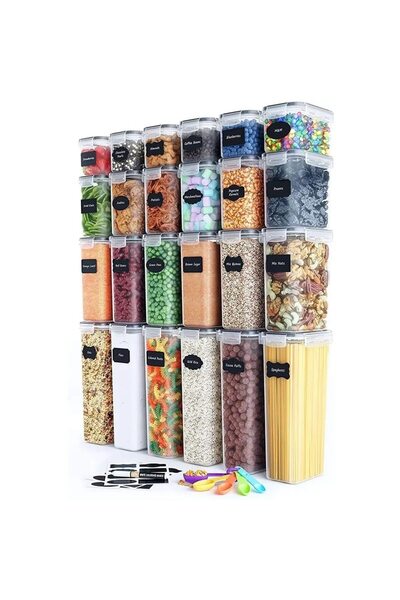 DAMUR Food storage containers, Innovation, Set of 24 Containers for Spices, C...