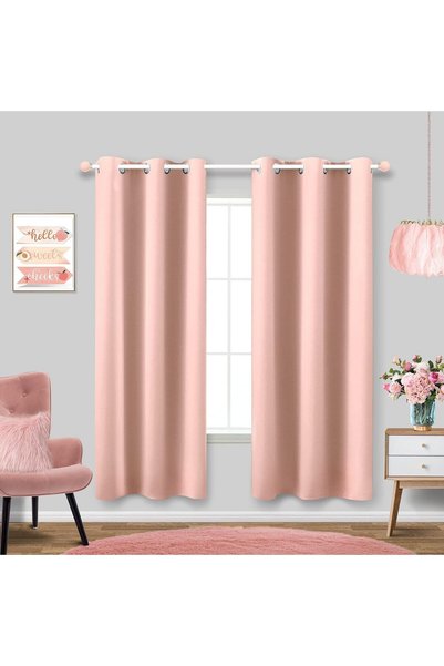 Generic Blush Pink Curtains 42x63 Inches Long for Dining Room 2 Panels Blacko...