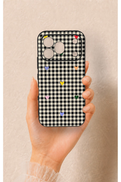 Vip Case Honor 600 Pro Compatible Silicone Case with Heart-Shaped Plaid Pattern