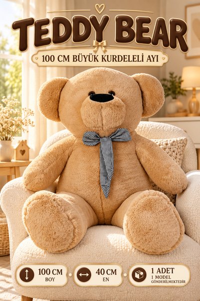 hak-iş oyuncak 100 cm Plush Bear with a Big Bow – Giant Cute Toy Bear – 1 Piece