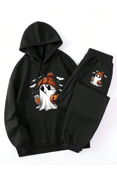 luci sports Σετ φόρμας με στάμπα HALLOWEEN Unisex με κουκούλα