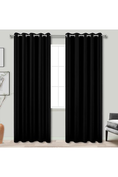 Generic Black Blackout Curtains for Living Room 60x84 Inches Long