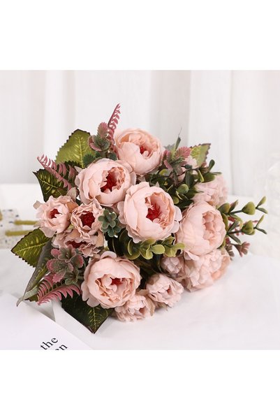 Choice Champagne Pink Artificial Ronghua Peony Simulation Flower Home Wedding...