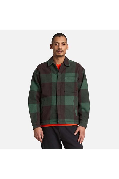 Timberland Fleece-Lined Checkered Overshirt for Men