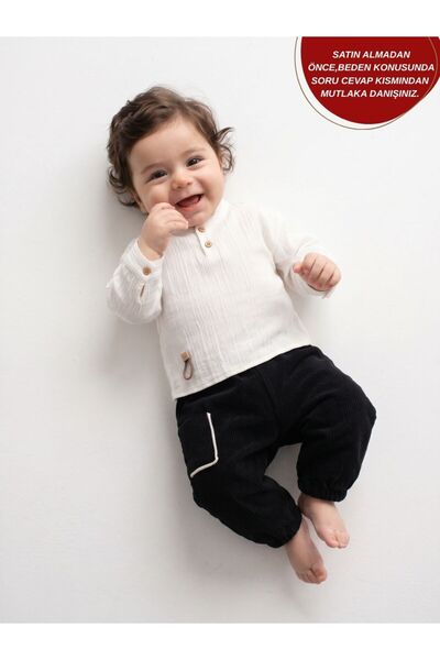 aysskids طقم ملابس للأطفال الذكور من إنزو، يتكون من بنطلون وقميص.