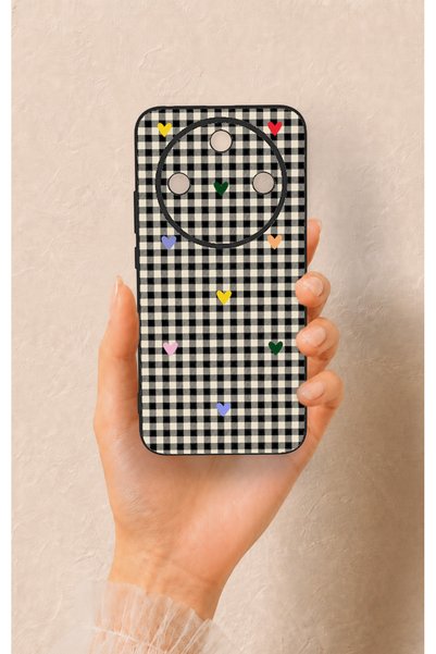 Vip Case Honor Magic 8 Lite Compatible Silicone Case with Heart-Shaped Plaid ...