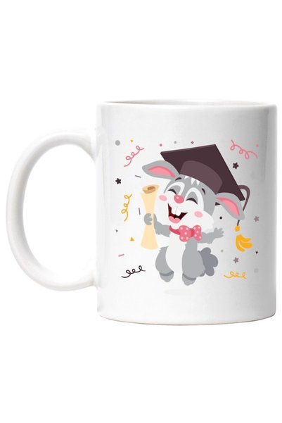 INOVATIX Cana alba personalizata,Iepure,Palarie,Diploma,Confeti,Absolvire,Stu...