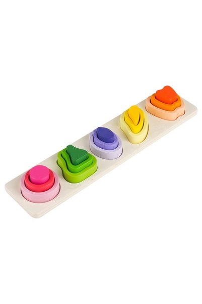 DAMUR Jucărie Montessori din lemn, inovație, tip puzzle, cu 5 forme asimetric...