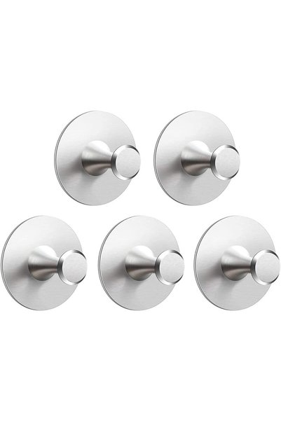 Noonedibs Set de 5 carlige autoadezive pentru prosoape, halat de baie, otel i...