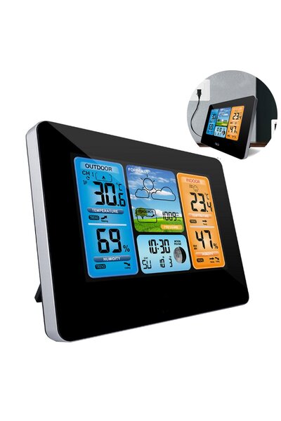 Noonedibs Stație meteo digitală wireless, ceas deșteptător, amânare, cu senzo...