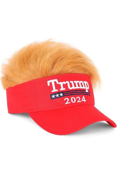Noonedibs Pălărie Trump 2024 cu păr, Donald Trump Make America Great Again, p...