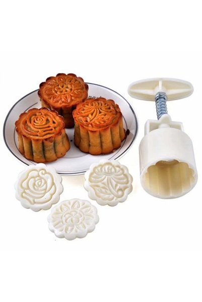 Noonedibs Un set de 4 forme pentru tort de lună, 12 moduri diferite, alb