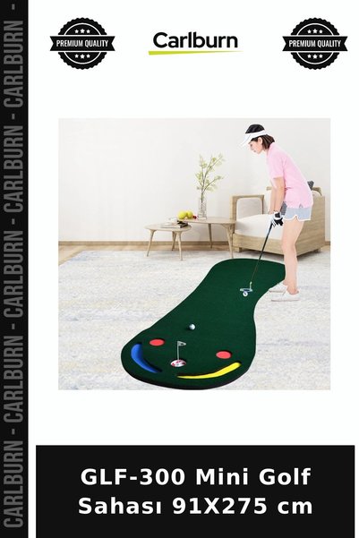 Carlburn Delux Serisi GLF-300 Mini Golf Sahası 91X275 cm Ofis Sporu Hobi Salon