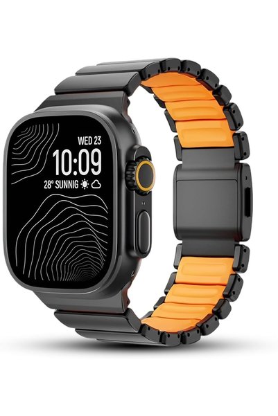 Generic Luxury Hybrid Stainless Steel & FKM Rubber Band with Magnetic Buckle ...