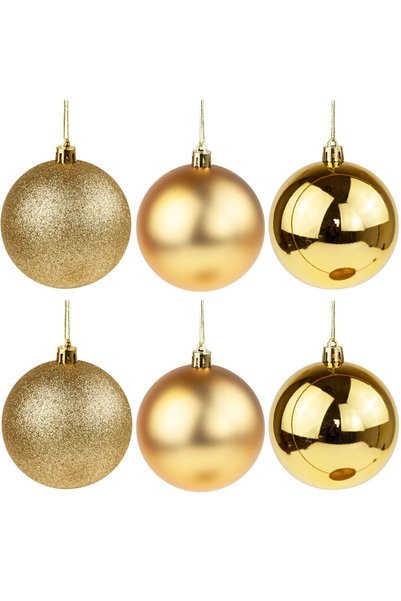 Martom Ornamente pentru bradul de Crăciun, ornament auriu, 8 cm, set de 6 orn...