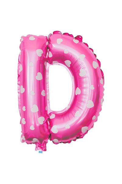 DAMUR Letter D Metallic Foil Balloon, Innovation, 40 cm, With Heart Print, In...