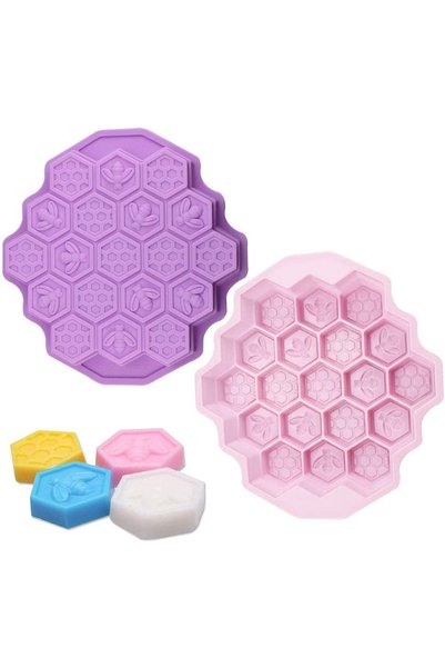Noonedibs Matrite de silicon, 19 compartimente, model fagure, pentru săpun, p...