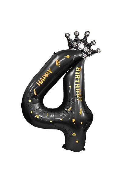 DAMUR Innovation Metallic Foil Balloon, Number and Crown Figurine, Happy Birt...