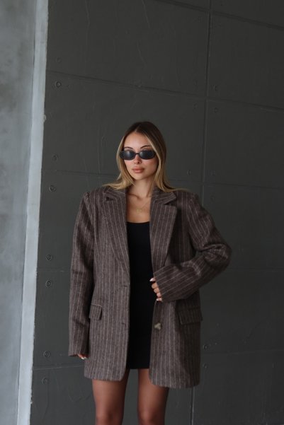 thelowely STRIPED MELTON COAT