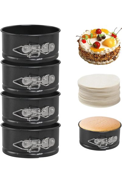 Noonedibs Set 4 forme tort rotunde Bellestyle, oțel inoxidabil, antiaderente,...