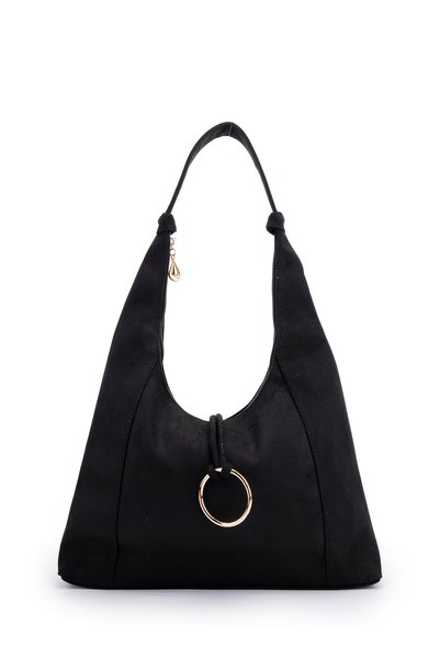 minebag Ring-Detail Suede Women's Emerson Hobo Shoulder Bag