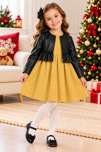 Büşra Bebe Girls' 2-Piece Jacket and Dress Set