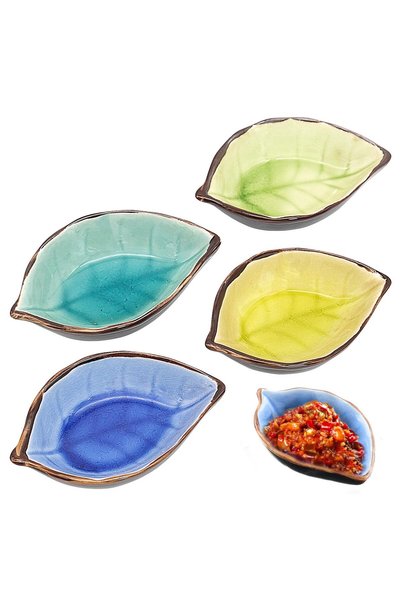 Generic Brand Set de 4 boluri mini din ceramică în formă de frunză - Porțelan...