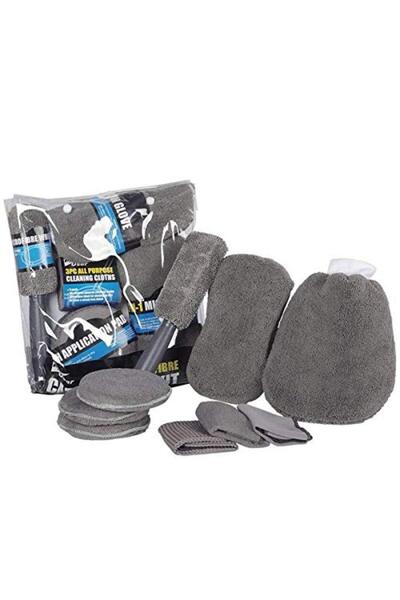 Generic Brand Κιτ Καθαρισμού Αυτοκινήτου Pro Microfibre 9 Τεμαχίων (Γκρι)