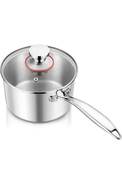 Generic 2-Quart Saucepan, Tri-Ply Stainless Steel Sauce Pan with Glass Lid, S...