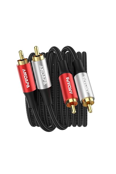 Generic كابل صوت ستيريو بطول 1.5 متر 2RCA ذكر إلى 2RCA ذكر مضفر من النايلون، ...